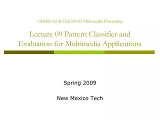 Spring 2009 New Mexico Tech