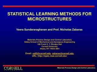 STATISTICAL LEARNING METHODS FOR MICROSTRUCTURES
