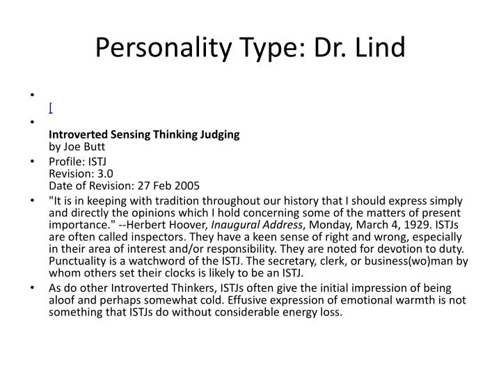 personality type dr lind