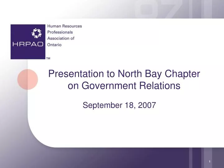 presentation to north bay chapter on government relations