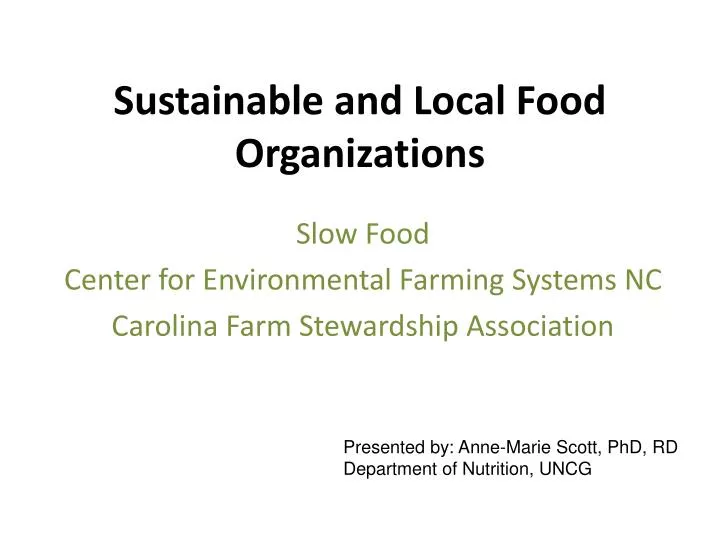 sustainable and local food organizations
