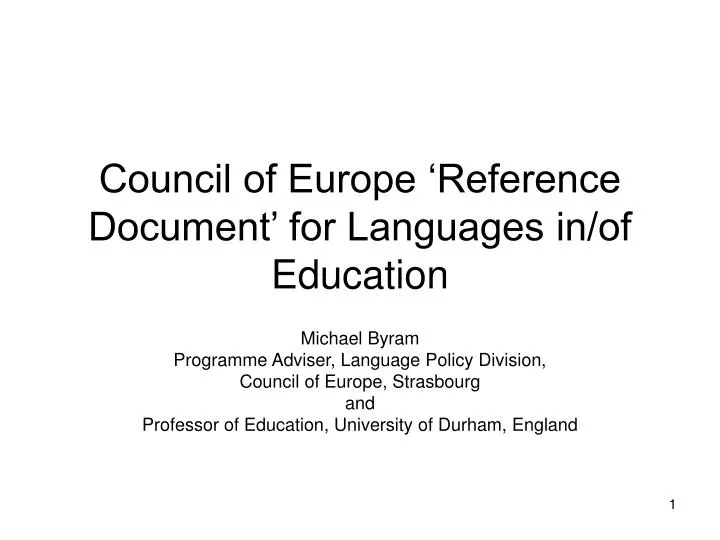 council of europe reference document for languages in of education