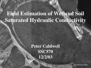 Field Estimation of Wetland Soil Saturated Hydraulic Conductivity Peter Caldwell SSC570 12/2/03