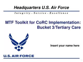 MTF Toolkit for CoRC Implementation: Bucket 3/Tertiary Care