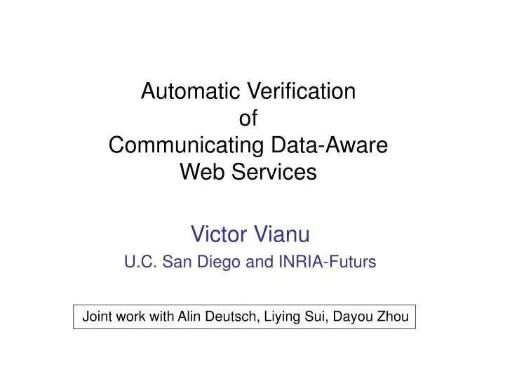 automatic verification of communicating data aware web services