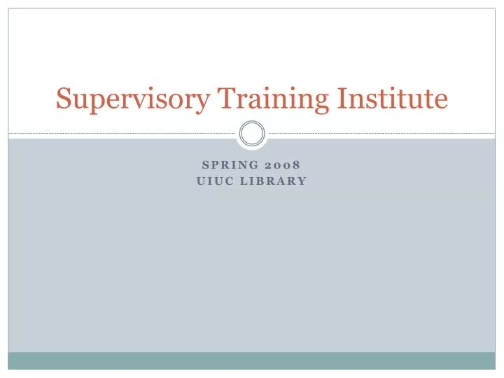 supervisory training institute