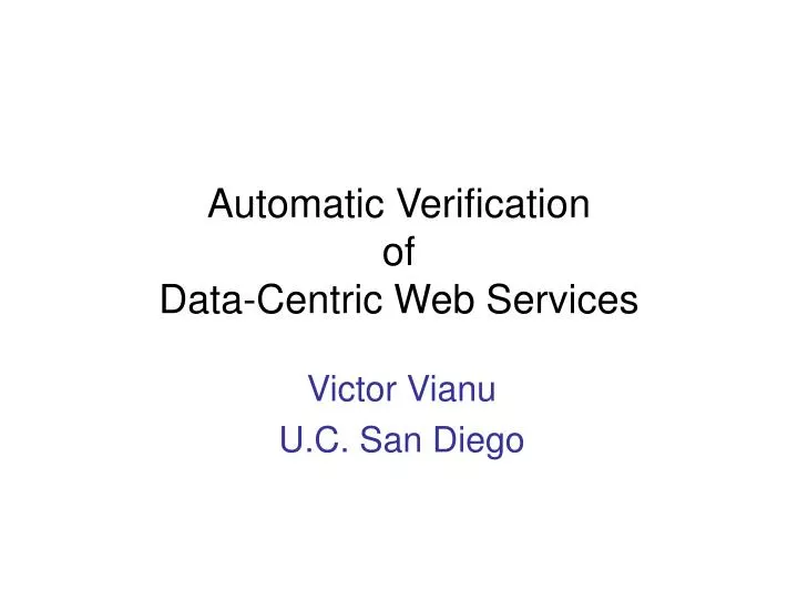 automatic verification of data centric web services