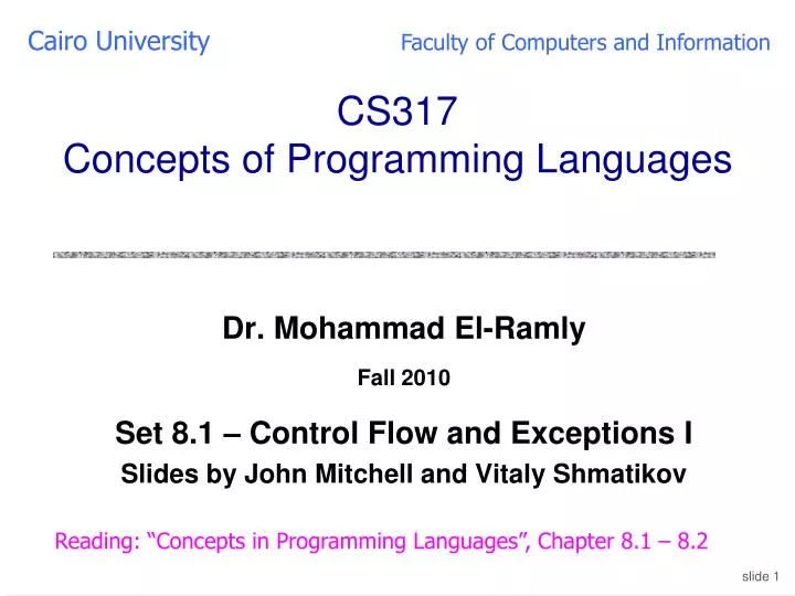 cs317 concepts of programming languages