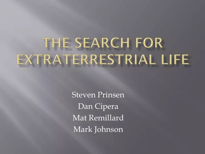the search for extraterrestrial life
