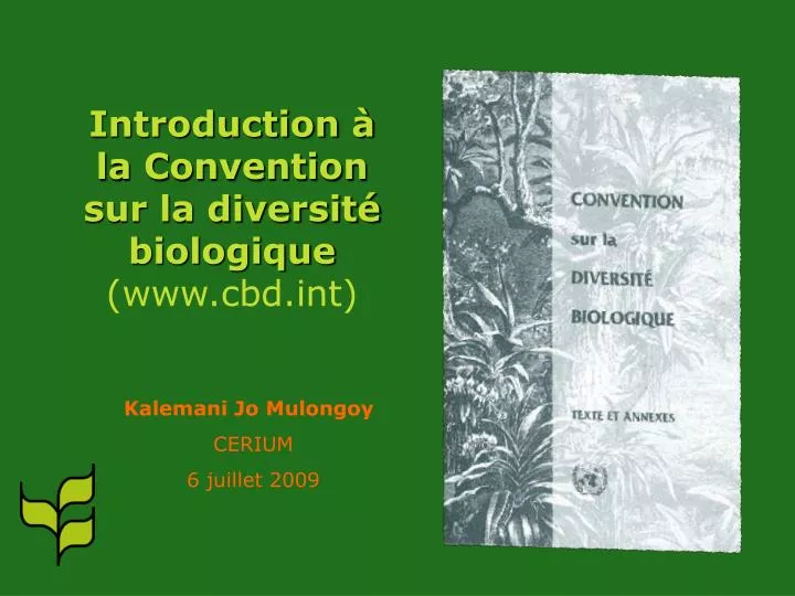 introduction la convention sur la diversit biologique www cbd int