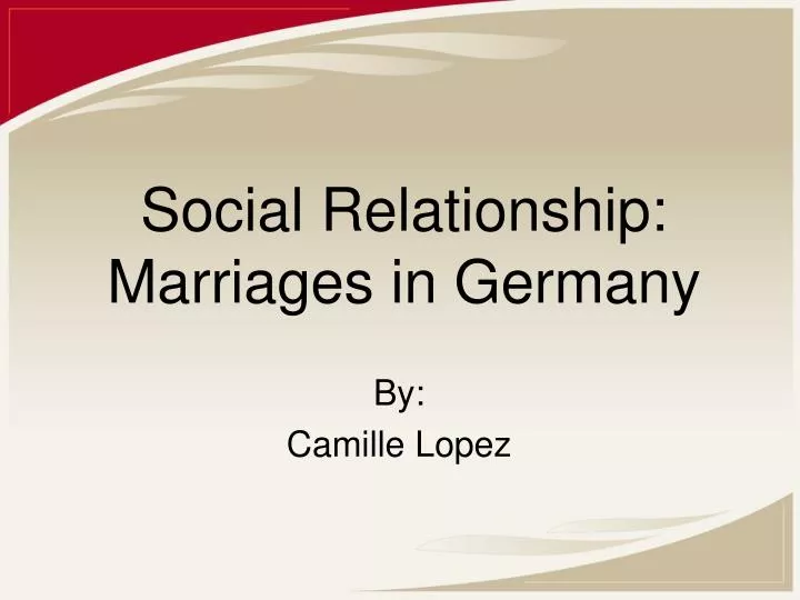 social relationship marriages in germany