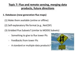 Topic 7: Flux and remote sensing, merging data products, future directions