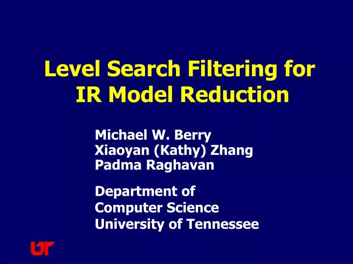 level search filtering for ir model reduction