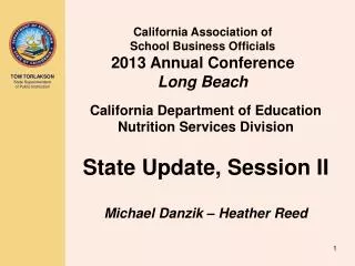 California Association of School Business Officials 2013 Annual Conference Long Beach