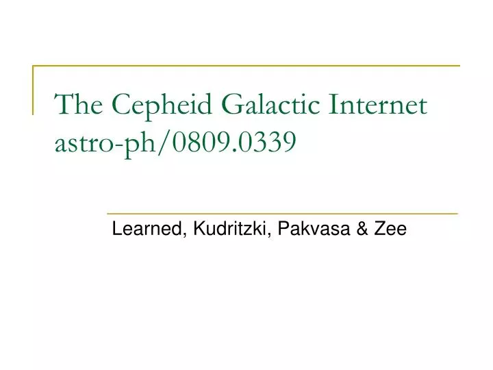 the cepheid galactic internet astro ph 0809 0339