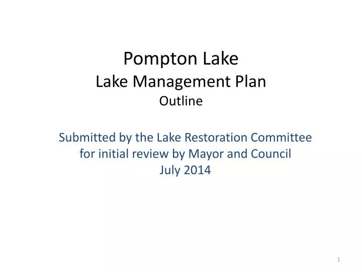 pompton lake lake management plan outline