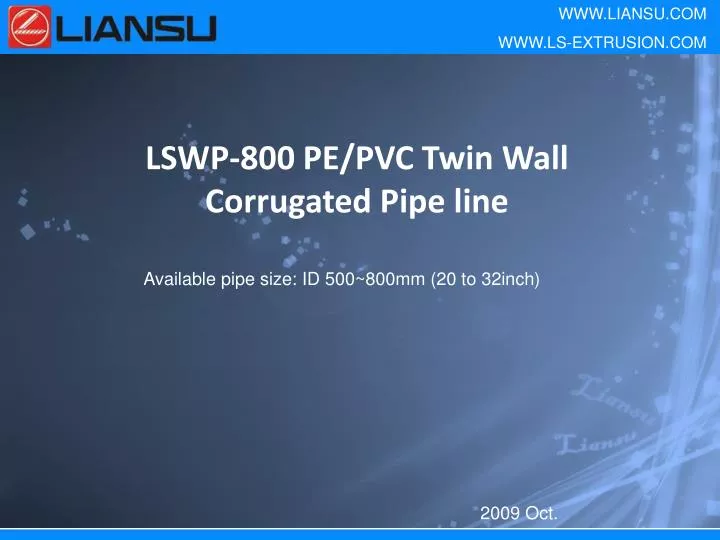 lswp 800 pe pvc twin wall corrugated pipe line