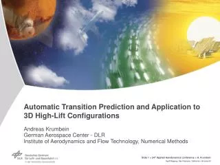 Automatic Transition Prediction and Application to 3D High-Lift Configurations