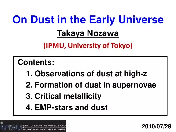 on dust in the early universe