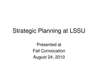Strategic Planning at LSSU