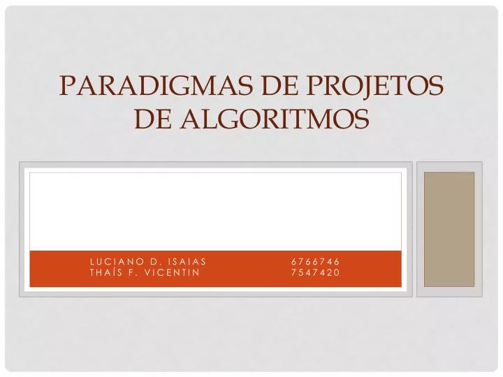 paradigmas de projetos de algoritmos