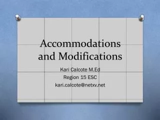 Accommodations and Modifications