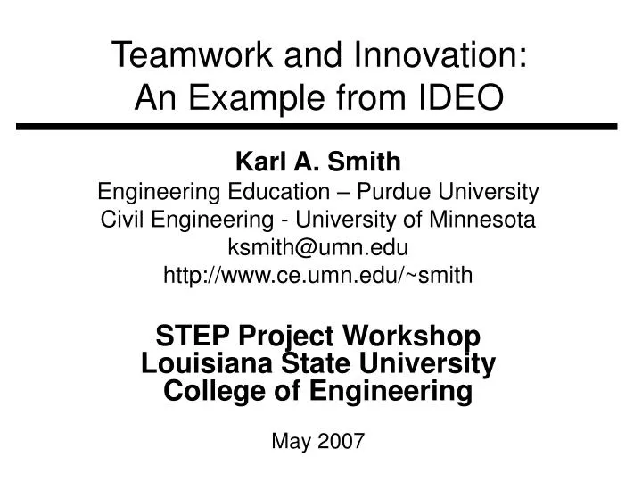teamwork and innovation an example from ideo