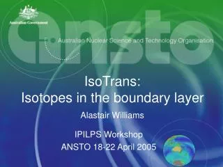 IPILPS Workshop ANSTO 18-22 April 2005