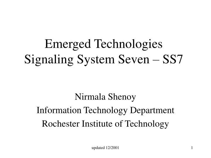 emerged technologies signaling system seven ss7