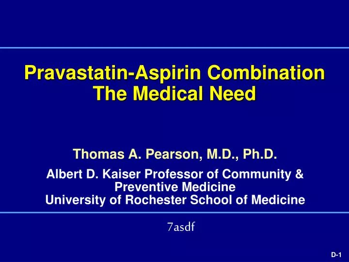 pravastatin aspirin combination the medical need