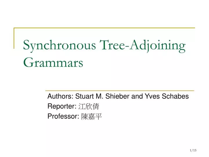 synchronous tree adjoining grammars