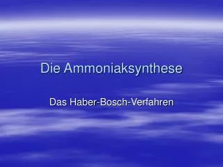 die ammoniaksynthese