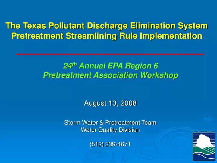 the texas pollutant discharge elimination system pretreatment streamlining rule implementation