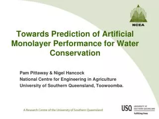 Towards Prediction of Artificial Monolayer Performance for Water Conservation