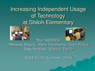 Increasing Independent Usage of Technology at Shiloh Elementary