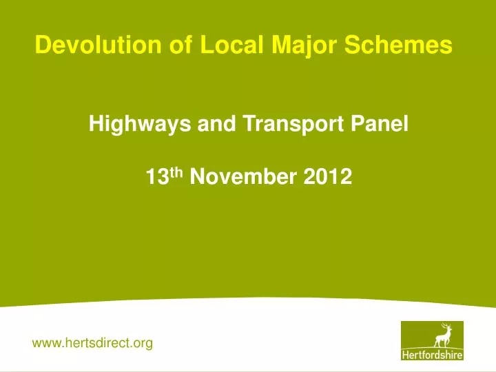 devolution of local major schemes