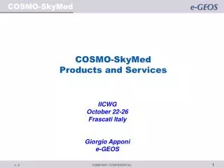 COSMO-SkyMed Products and Services