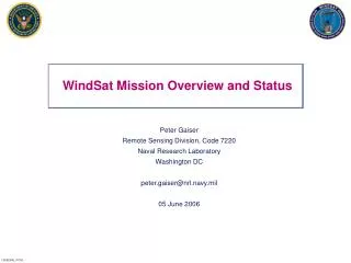 WindSat Mission Overview and Status