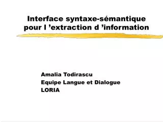 interface syntaxe s mantique pour l extraction d information