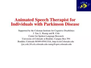 Animated Speech Therapist for Individuals with Parkinson Disease