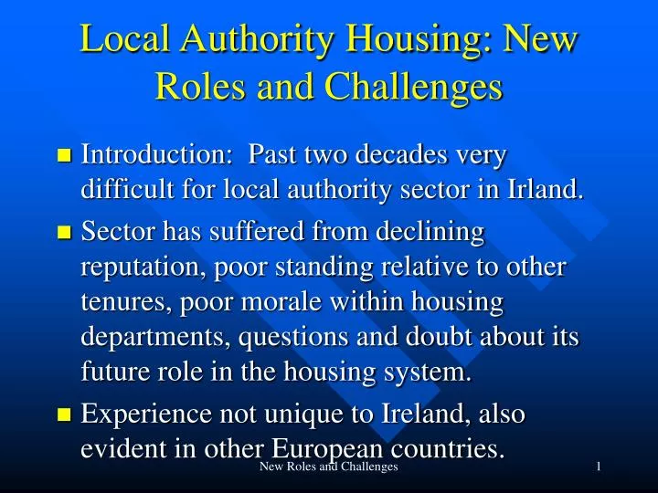 local authority housing new roles and challenges