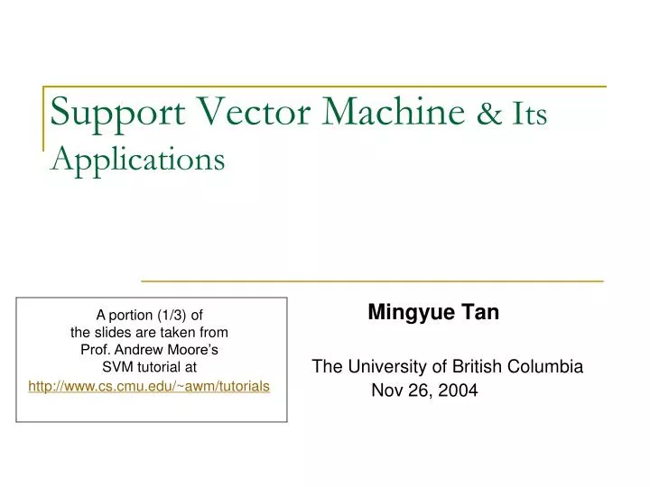 support vector machine its applications