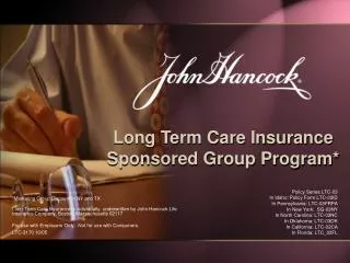 Long Term Care Insurance Sponsored Group Program*