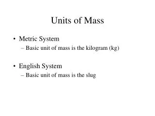 Units of Mass