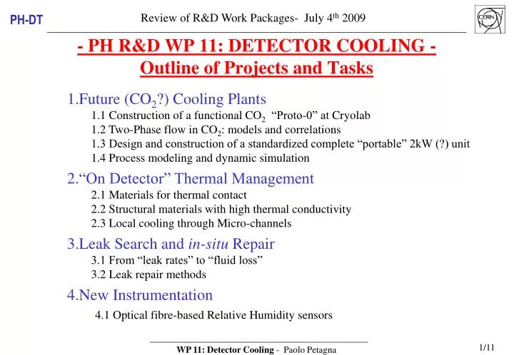 ph r d wp 11 detector cooling outline of projects and tasks