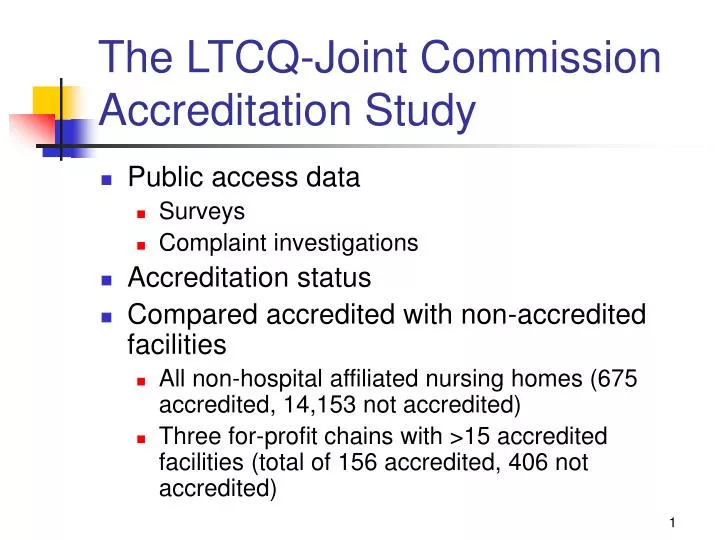 the ltcq joint commission accreditation study