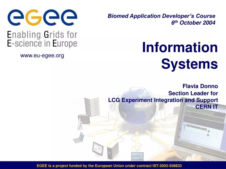 information systems flavia donno section leader for lcg experiment integration and support cern it