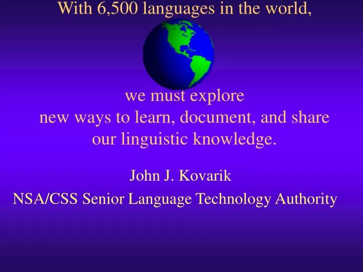 john j kovarik nsa css senior language technology authority
