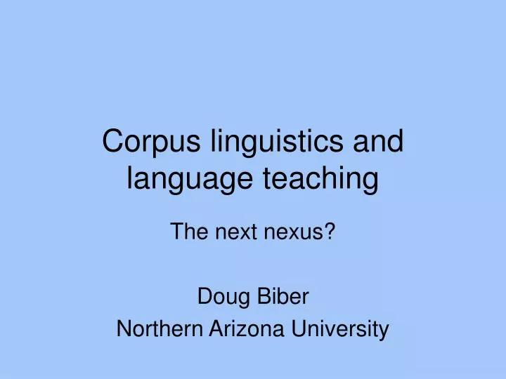 corpus linguistics and language teaching