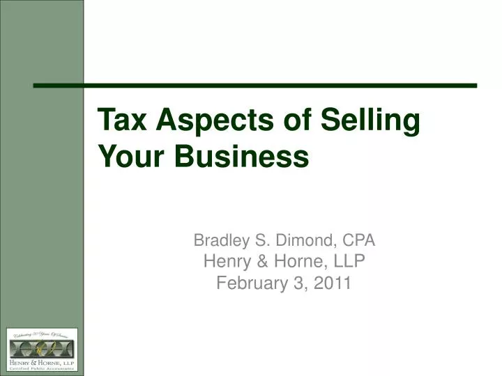 tax aspects of selling your business